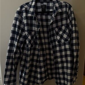 Men's Navy & White Check Flannel Shirt Jacket